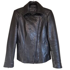 Jones New York Asymmetrical Black Leather Jacket